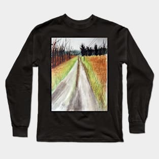 Country Landscape Watercolor Long Sleeve T-Shirt